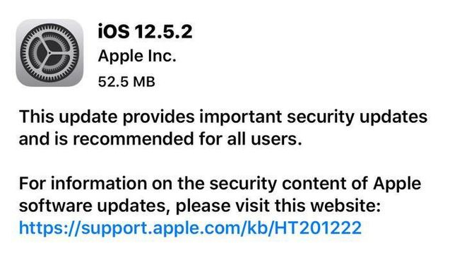 邵武苹果手机维修分享iOS12.5.2发布，建议所有老苹果用户安装 